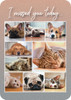 Front features “I missed you today...” above a collage of dog and cat photographs; back displays a memorial poem within a rounded border on a textured background.

