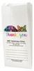 White Paper veterinary prescription bag with colorful dog and cat peek design. and Thank You text.