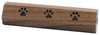 Walnut wooden memorial vial engraved with three pawprints across the front and designed to hold a small portion of cremated remains.
