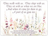 Wildflower seed memorial insert with memorial quote in dark script lettering above a watercolor-style meadow of pink, purple, and cream wildflowers.