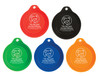 Personalized pet food can cover featuring a dog and cat illustration inside a circle above the phrase "We love pets!" and custom clinic information.

