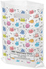 Plastic white tote bag with illustrations of dogs and cats waving in various colors.