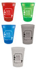 Personalized pet food measuring cup featuring a sketch-style rectangular border with paw print accents surrounding a custom clinic name, address, phone number, fax number, and website imprint area.

