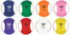 Heart-shaped graphic created from multiple paw prints above We love pets text and personalized clinic information on a rope flier with white rope border.

