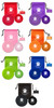 Personalized Pet Play Kit shown in red, purple, pink, orange, green, blue, and black color options with matching drawstring bag, collapsible pet bowl, silicone flier, and bone-shaped pet waste dispenser featuring a white paw print above a bone graphic.

