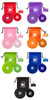 Personalized Pet Play Kit available in red, purple, pink, orange, green, blue, and black colors featuring a white standing dog silhouette inside a circular wreath design on a drawstring bag, collapsible pet bowl, silicone flier, and pet waste dispenser.

