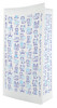A flat bottom bag with a white background is decorated with simple blue line drawings of various pets, veterinary tools, and care icons arranged in a repeating pattern.


