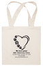Fabric Tote bag with central heart and pawprints and "We Love Pets".