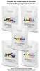 White plastic tote bags showing different animal silhouette designs with multicolored backgrounds