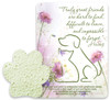 Green paw-shaped seed paper with floral memorial card featuring dog and cat outline artwork and the quote about truly great friends.