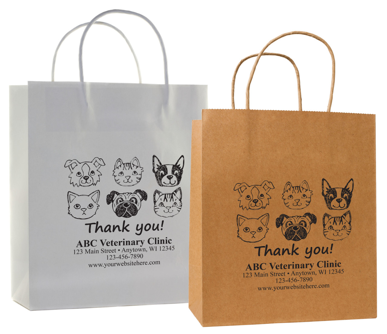 Imprinted paper shop bags