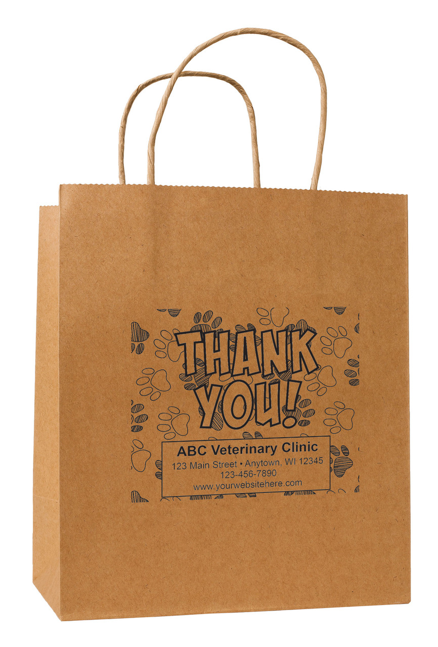 HSD64 - Personalized Handled Paper Bag (Multiple Imprint Colors Available) (HSD64)kraft