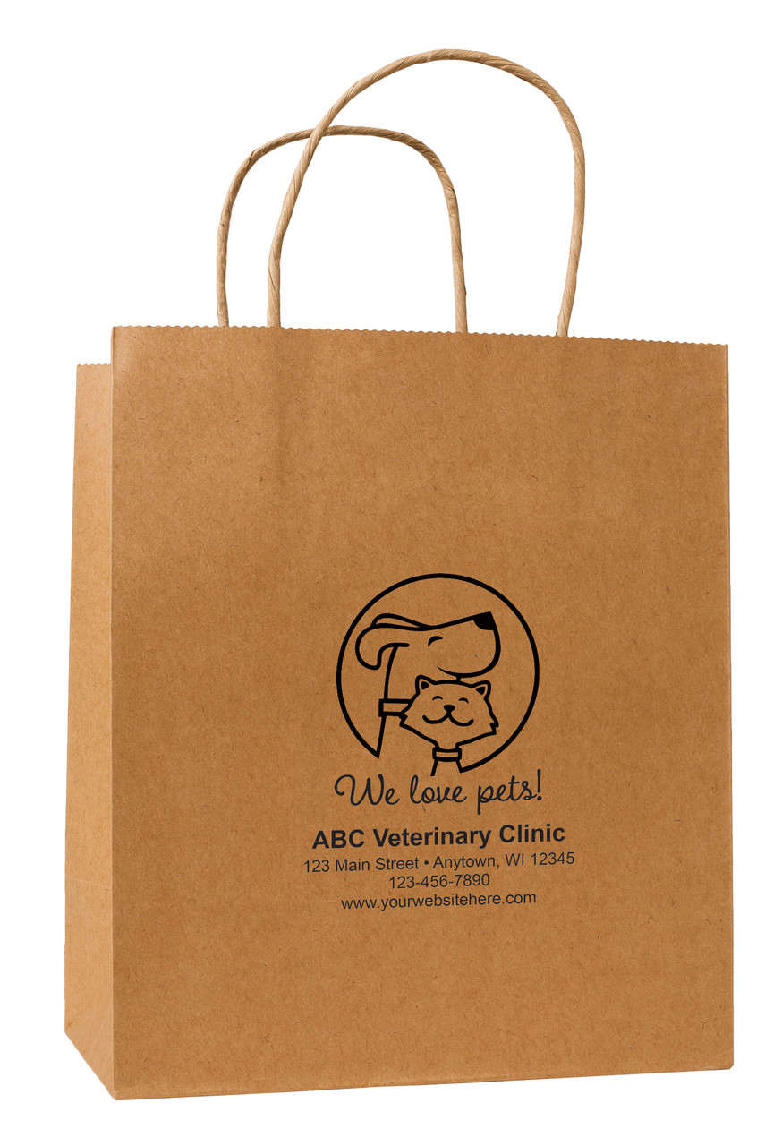 HSD70 - Personalized Handled Paper Bag (Multiple Imprint Colors Available) (HSD70)  kraft