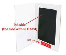 Inkless paw and nose print kit showing inked areas 