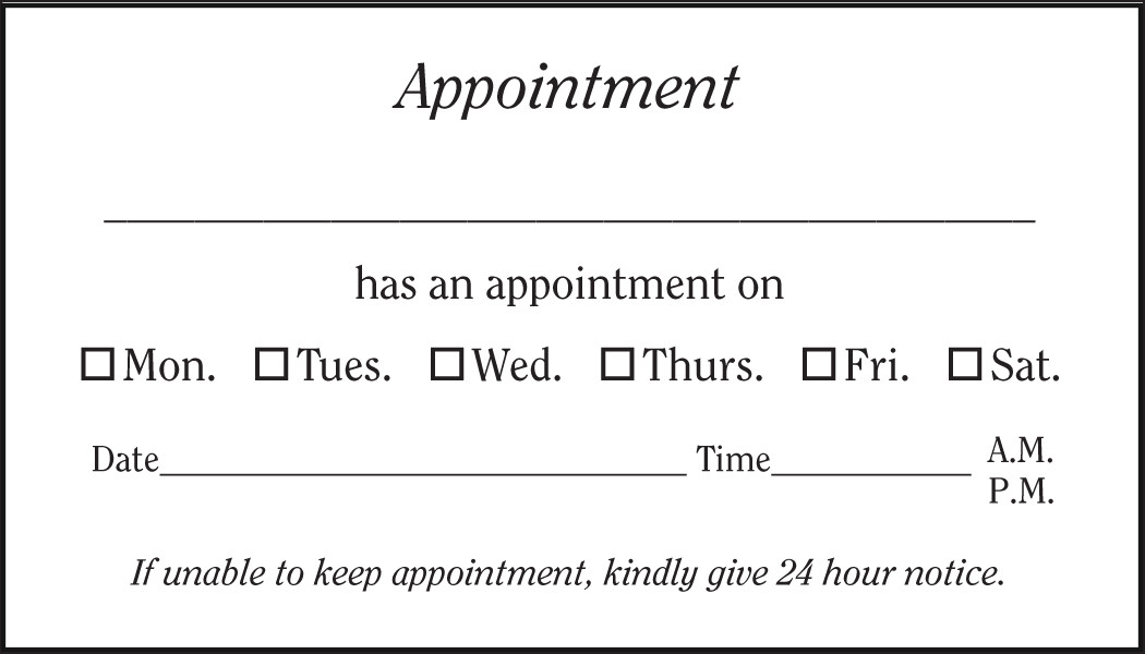 VBCSTD167-Standard, Appointment Backed, or Magnetic Business Card