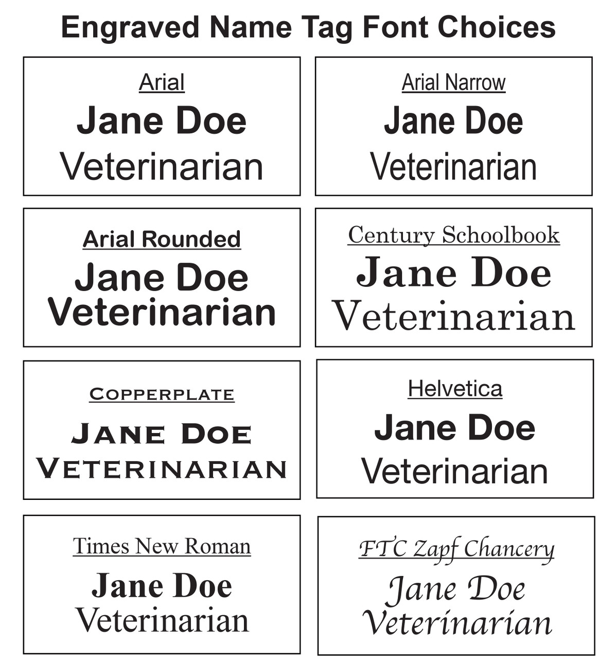 Engraved Font Options Engraved Font Options