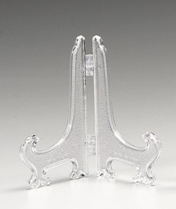 Clear 3.5 inch plastic display easel for ClayPaws paw print impressions, pet memorial keepsakes, photographs, and remembrance displays.
