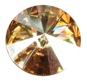 Round November crystal gemstone with a golden amber faceted design and reflective surface, shown individually and displayed as an accent option on a memorial paw print keepsake.

