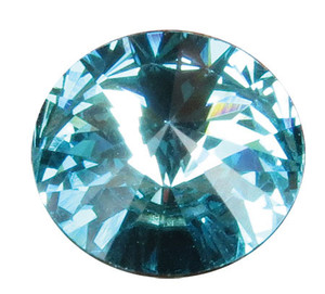 Round December crystal gemstone with a bright blue faceted design and reflective surface, suitable for memorial keepsakes, remembrance products, and memorial jewelry.

