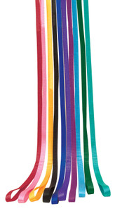 Multiple personalized pet leash color options shown in red, pink, yellow, black, blue, purple, teal, green, and turquoise with blank imprint areas for custom white printing.

