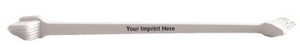 White double ended pet toothbrush with white bristles on both ends and centered black placeholder text reading "Your Imprint Here" to indicate the custom imprint area.

