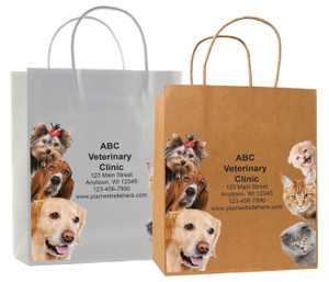 veterinary handled bag with realistic dog and cat photo collage design