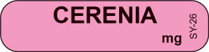  Pink CERENIA syringe label with bold black centered text