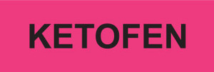 KETOFEN label with black uppercase text on a bright pink rectangular background

