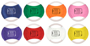 Paw print frame artwork surrounding clinic contact information on a colored rope flier with a rounded rectangular border and white rope edge.

