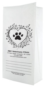 Heart with paw and flowers. 