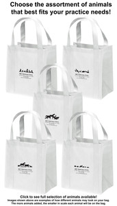 Non-woven tote bags with multiple animal silhouette design options.