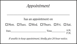 Optional Imprinted Generic Appointment Back, additional charge will be applied