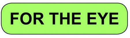  Light green rounded rectangle stickers with black text FOR THE EYE