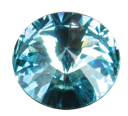 Round December crystal gemstone with a bright blue faceted design and reflective surface, suitable for memorial keepsakes, remembrance products, and memorial jewelry.

