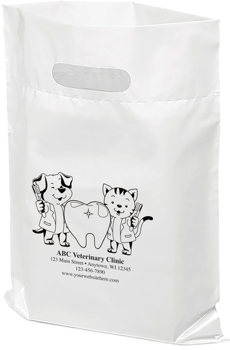 PTL43 - Personalized Plastic Tote Bag - 12" x 15" (Multiple Bag & Imprint Colors Available)