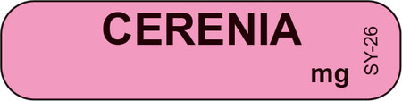  Pink CERENIA syringe label with bold black centered text