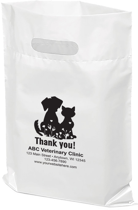 PTL59- Personalized Plastic Tote Bag - 12" x 15" (Multiple Bag & Imprint Colors Available) (PTL59)