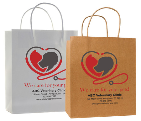 veterinary handled bag with heart stethoscope dog and cat design