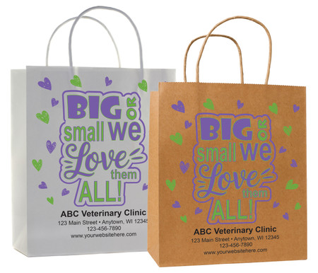 veterinary handled bag with big or small we love them all design