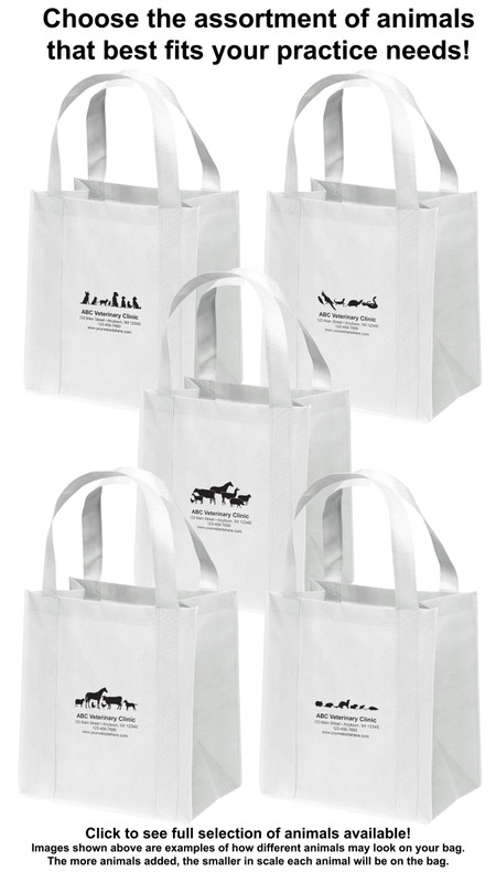 Non-woven tote bags with multiple animal silhouette design options
