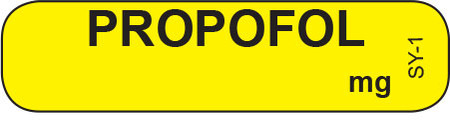  Yellow PROPOFOL syringe label with bold black centered text