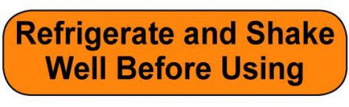  Orange rounded rectangle stickers with black text Refrigerate and Shake Well Before Using