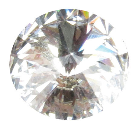 Round April crystal gemstone with a clear faceted design and highly reflective surface, suitable for memorial keepsakes, remembrance products, and memorial jewelry.

