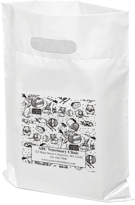 PTL36 - Personalized Plastic Tote Bag - 12" x 15" (Multiple Bag & Imprint Colors Available)
