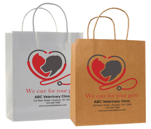 veterinary handled bag with heart stethoscope dog and cat design