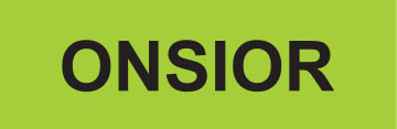 ONSIOR label with black uppercase text on a bright green rectangular background

