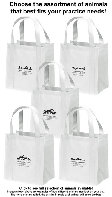 Non-woven tote bags with multiple animal silhouette design options