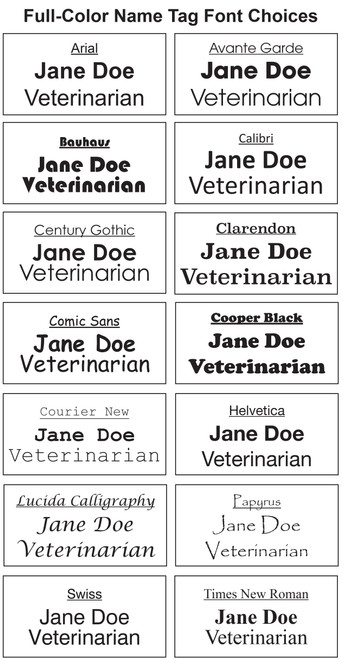 Font Options for Name Tags