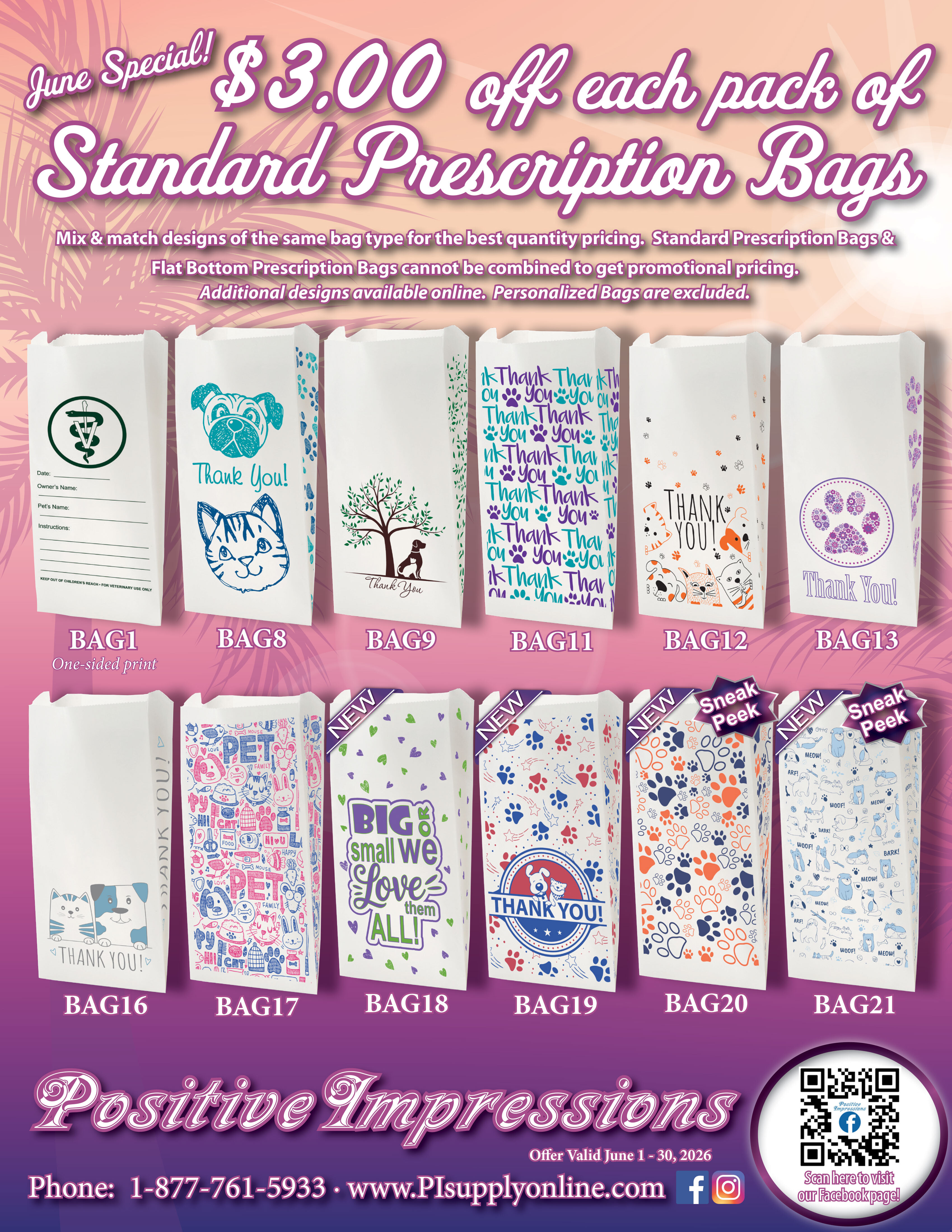 Standard Pinch Bottom Prescription Bags