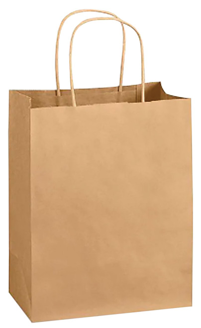KPPS- Small Plain Kraft Paper Bag with Handles - 8x4.5x10.25 - Positive  Impressions